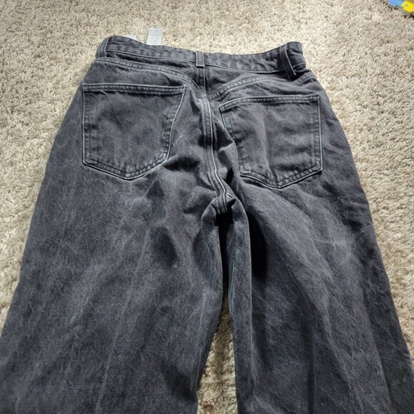 Zara Jeans Womens 6 Black Wide Leg Ripped Knee Distressed Denim - Picture 7 of 8